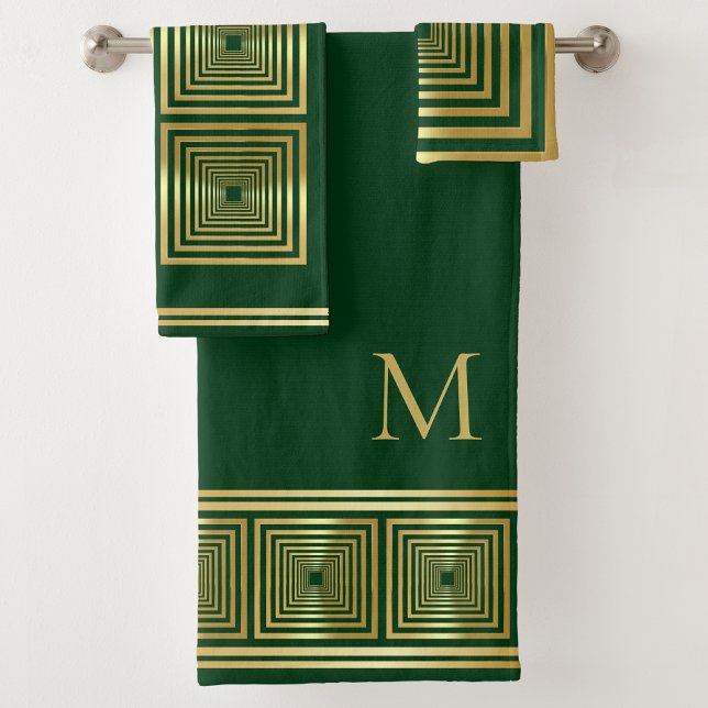 Luxurious emerald green name initial Towel set (Creator Uploaded)
