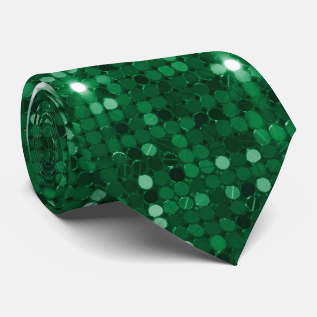 Luxurious Emerald Sparkle Neck Tie  (Rolled)