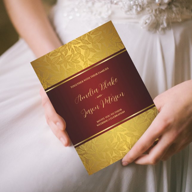 Luxurious Engraved Gold Foliage Pattern Invitation (Creator Uploaded)