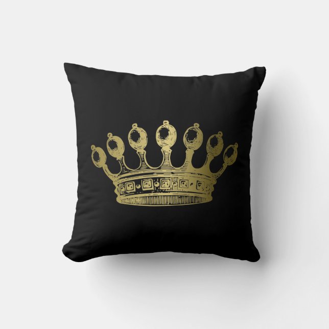 Luxurious Esoteric Gold Crown Throw Pillow (Front)