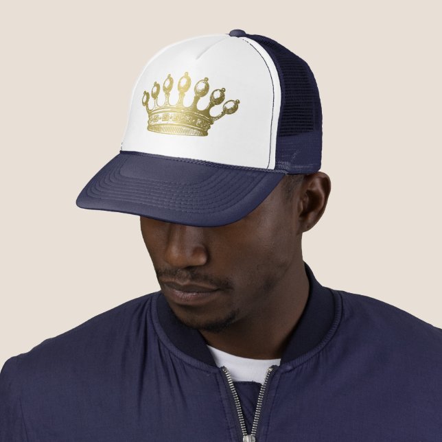 Luxurious Esoteric Gold Crown Trucker Hat (In Situ)