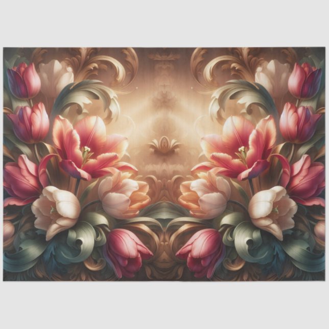 Luxurious Ethereal Baroque Floral Decoupage Tissue Paper (Front)