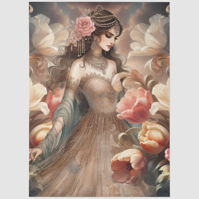 Luxurious Ethereal Beauty & Baroque Style Florals  Tissue Paper (Front)