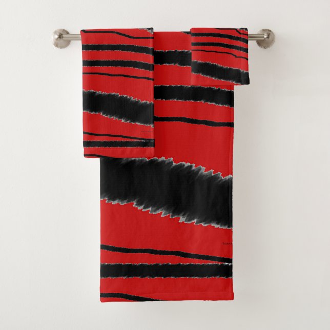 LUXURIOUS EXOTIC RED ZEBRA ANIMAL PRINT BATH TOWEL (Insitu)