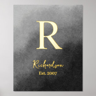 Luxurious Family Name Year Established Logo Style Foil Prints