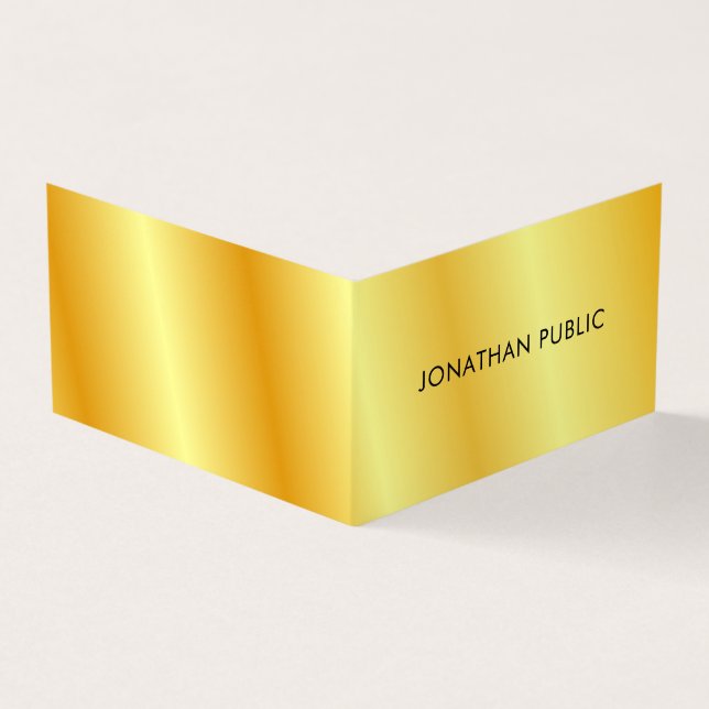 Luxurious Faux Gold Metallic Look Modern Template Business Card (Outside)