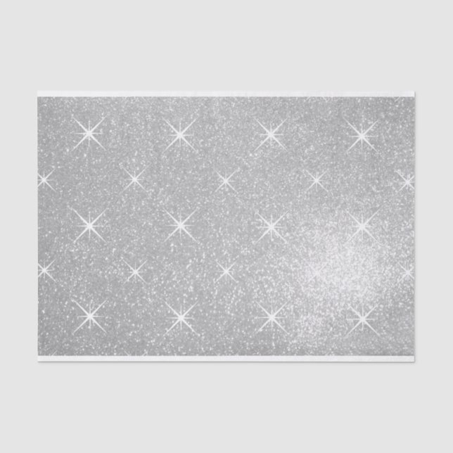 Luxurious faux silver glitter print Christmas gift Tissue Paper (Front)