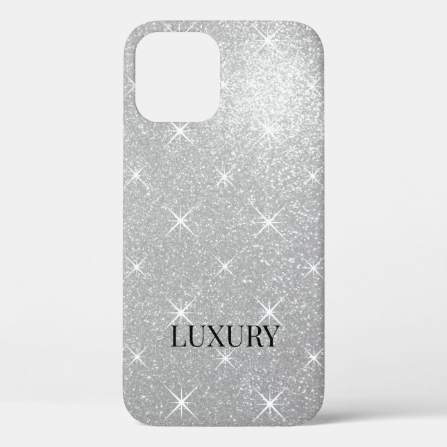 Luxurious faux silver glittery and sparkly custom Case-Mate iPhone case (Back)