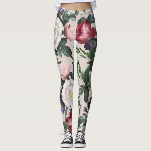 Luxurious feminine summer fashion boho flowers leggings