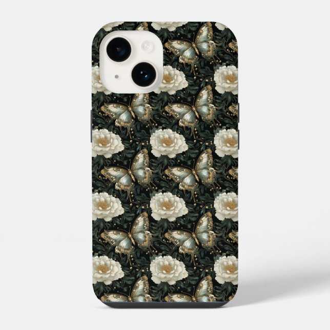 Luxurious Floral & Butterfly Seamless Pattern iPhone Case (Back)