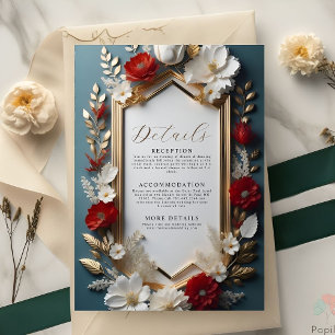 Luxurious Floral motif with Golden Leaves Details Enclosure Card