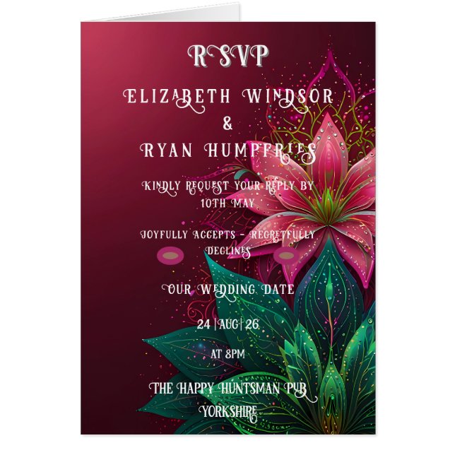 Luxurious Floral Wedding Invitation Suite (Front)