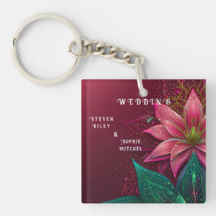 Luxurious Floral Wedding Invitation Suite Keychain