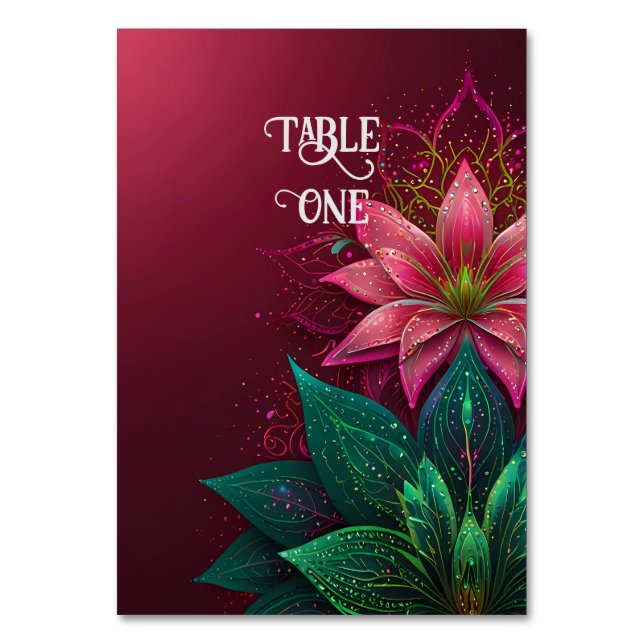 Luxurious Floral Wedding Invitation Suite Table Number (Back)