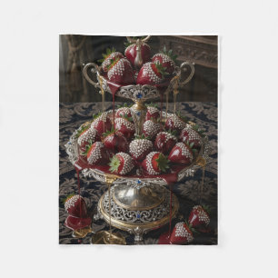 Luxurious Fresh Strawberry Bowl Still Life Art Fle Fleece Blanket