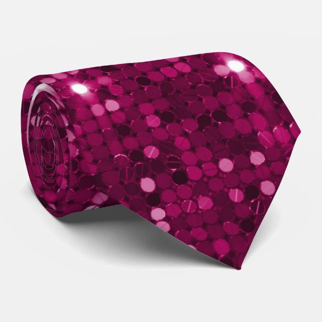 Luxurious Fuchsia Sequin Design Neck Tie (Rolled)