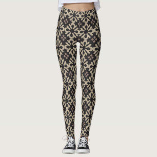 Luxurious Gold and Black Snowflake Leggings