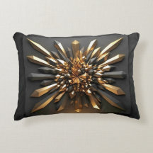 Luxurious Gold and Dark Crystal 3D Geometric Acce