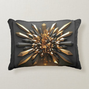 Luxurious Gold and Dark Crystal 3D Geometric Acce Accent Pillow