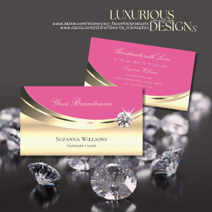 Luxurious Gold and Pink with Sparkly Diamond Luxe Business Card