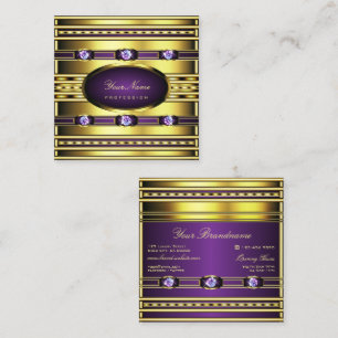 Luxurious Gold and Purple with Faux Rhinestones Sq Square Business Card