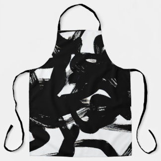 Luxurious Gold Art: Abstract Black Stroke. Apron