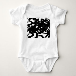 Luxurious Gold Art: Abstract Black Stroke. Baby Bodysuit