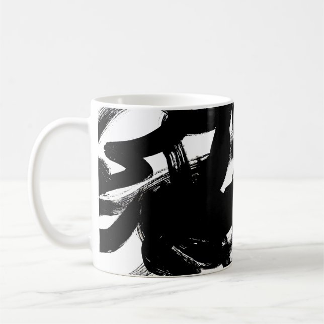 Luxurious Gold Art: Abstract Black Stroke. Coffee Mug (Left)