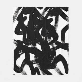 Luxurious Gold Art: Abstract Black Stroke. Fleece Blanket