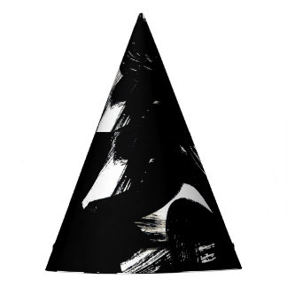 Luxurious Gold Art: Abstract Black Stroke. Party Hat