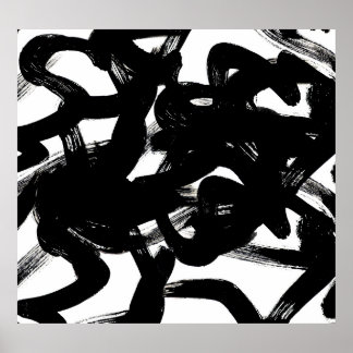 Luxurious Gold Art: Abstract Black Stroke. Poster