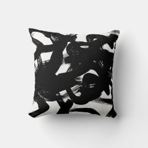 Luxurious Gold Art: Abstract Black Stroke. Throw Pillow