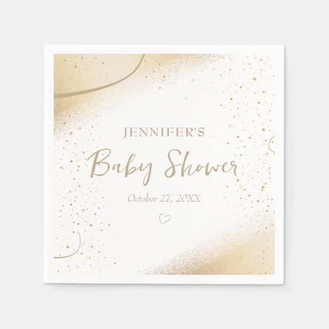 Luxurious Gold Baby Shower Napkin (Front)
