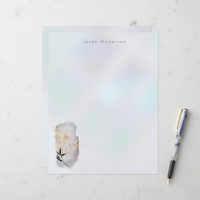 Luxurious Gold Bamboo Monogram Letterhead (Front/Back In Situ)
