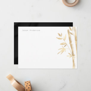 Luxurious Gold Bamboo Monogram Stationery Card