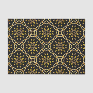 Luxurious Gold Black Moroccan Arabesque Pattern Tissue Paper