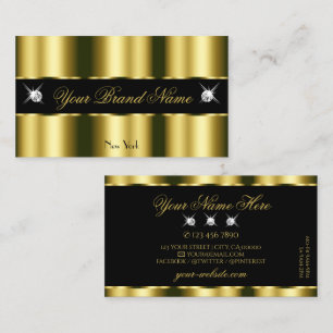 Luxurious Gold Black Sparkling Diamonds Glamourous Business Card