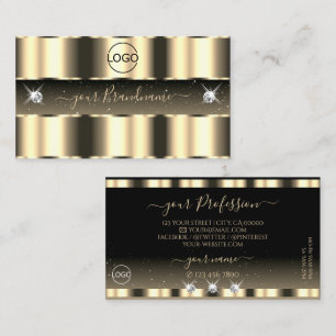 Luxurious Gold Black Sparkling Diamonds with Logo Business Card