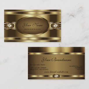 Luxurious Gold Brown with Noble Sparkle Diamonds Business Card