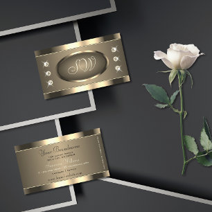 Luxurious Gold Brown with Strass Stones & Initials Business Card
