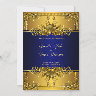 Luxurious Gold Carving Floral Wedding Invitation