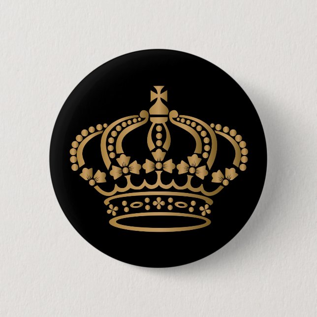 Luxurious Gold Crown Black 2 Inch Round Button