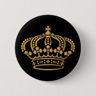 Luxurious Gold Crown Black 2 Inch Round Button