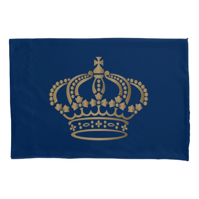 Luxurious Gold Crown Navy Pillowcase (Front)