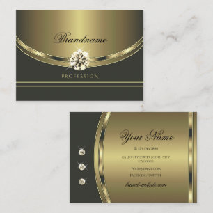 Luxurious Gold Dark Grey with Sparkling Diamonds Business Card