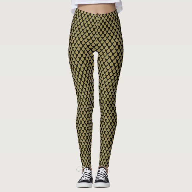 Luxurious Gold Dragon Scale Leggings (Front)
