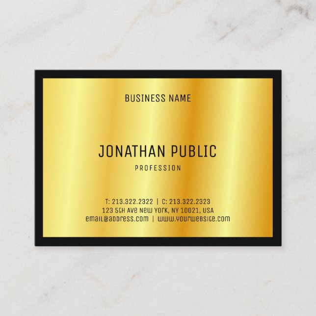 Luxurious Gold Elegant Template Custom Modern Business Card (Front)