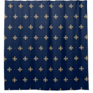 Luxurious Gold Fleur de Lis Pattern Navy