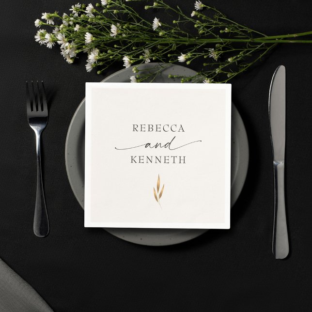 Luxurious Gold Floral Minimalist Wedding Napkin (Creator Uploaded)