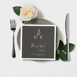 Luxurious Gold Floral Monogram Wedding Thank you Napkin